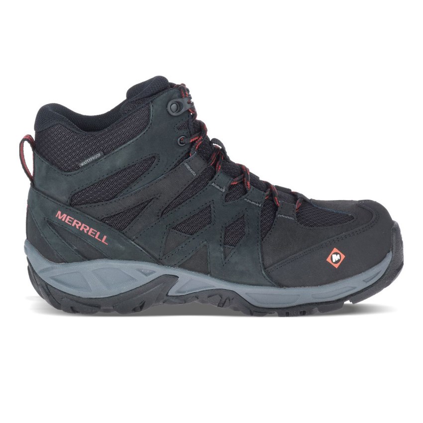 Bottes de Securite Merrell Siren Mid Waterproof Alloy Toe Noir Femme | G.U.DVQH